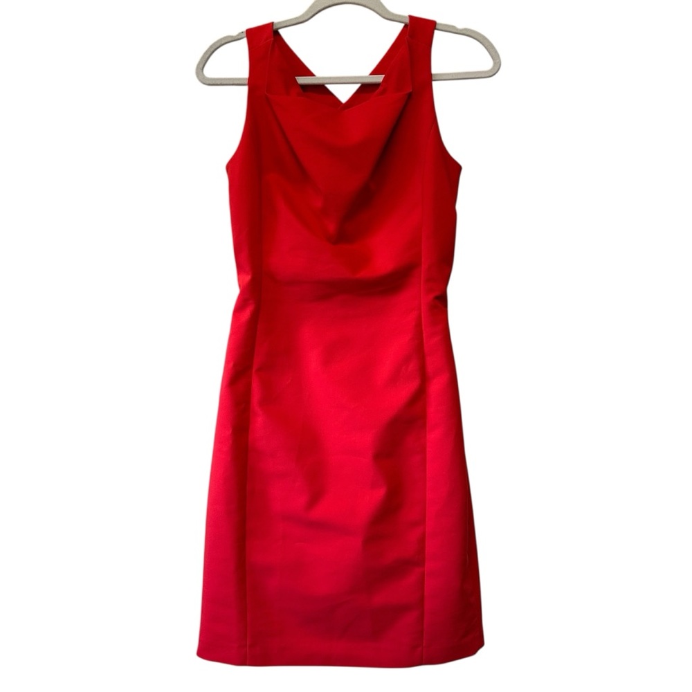 Belle Badgley Mischka Red Pencil Dress Old Money Semi-Formal Tailored, Size 2